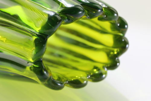 Flavio Poli Vase „Sommerso a Coste“big yellow/green Seguso Vetri d´Arte Murano 1958