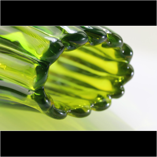 Flavio Poli Vase „Sommerso a Coste“big yellow/green Seguso Vetri d´Arte Murano 1958