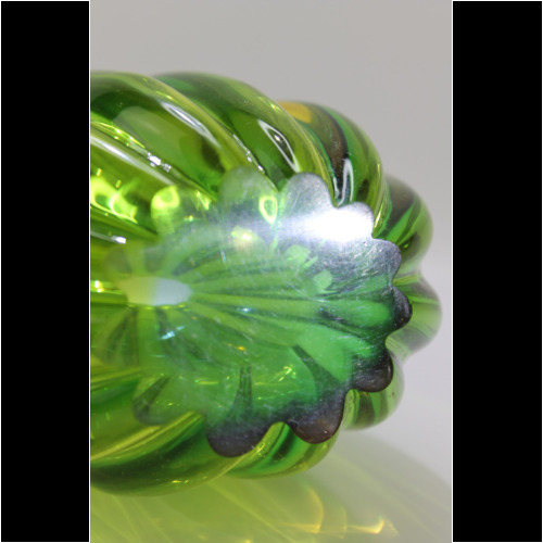 Flavio Poli Vase „Sommerso a Coste“ yellow/green Seguso Vetri d´Arte Murano 1958
