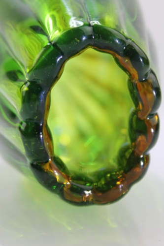 Flavio Poli Vase „Sommerso a Coste“ yellow/green Seguso Vetri d´Arte Murano 1958