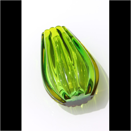 Flavio Poli Vase „Sommerso a Coste“ yellow/green Seguso Vetri d´Arte Murano 1958