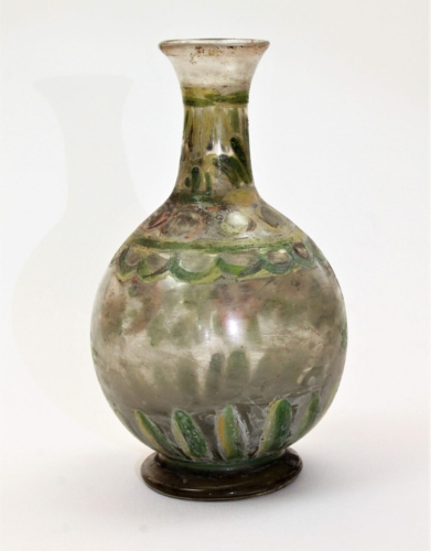 <em><b> Compagnia di Venezia e Murano</b><br>enamel painted Vase<br>Italy 1920<em/> Compagnia di Venezia e Murano (C.V.M.), painted glass vase c. 1920.