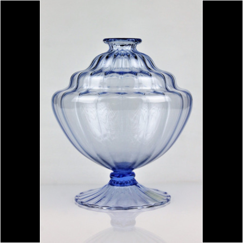 Napoleone Martinuzzi blue soffiato vase by V.S.M. Venini & C.,Italy 1925
