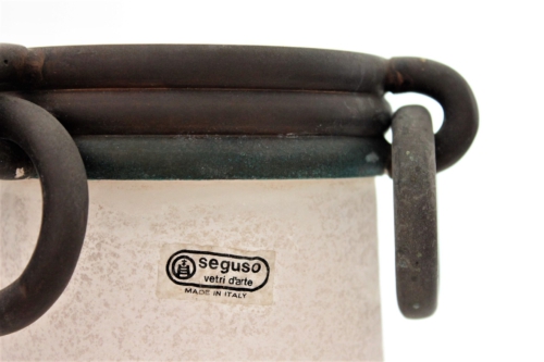 Seguso Vetri d´Artea Amphora with Bronze Ring Decorations Italy 1980