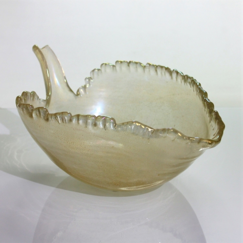 <em><b>Flavio Poli</b><br />Leaf Bowl<br />Italy 1930/40</em> flavio poli seguso vetri d’arte murano glass leaf bowl 1930/40