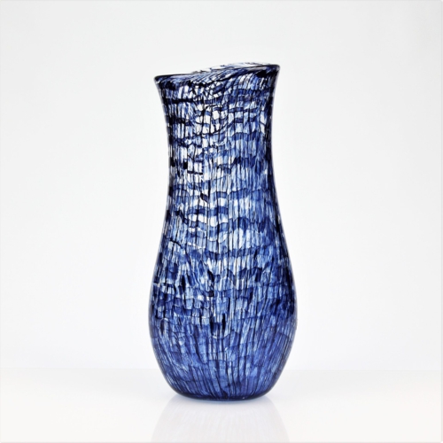 vittorio ferro murano glass murrine vase blue aventurine