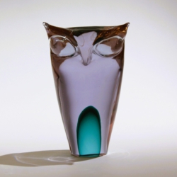 antonio da ros murano glass purlpe owl sculpture by gino cenedese 1962