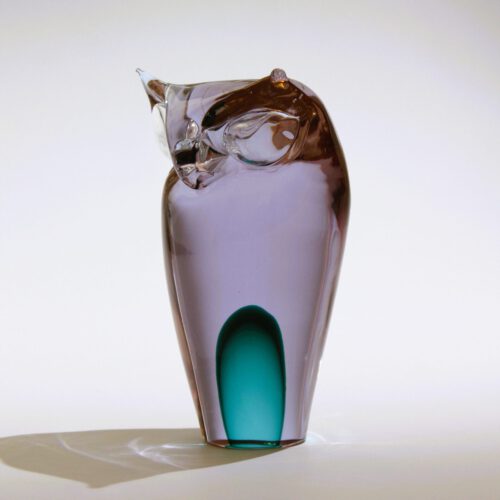 antonio da ros murano glass purlpe owl sculpture by gino cenedese 1962