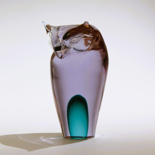 antonio da ros murano glass purlpe owl sculpture by gino cenedese 1962