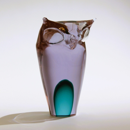 antonio da ros murano glass purlpe owl sculpture by gino cenedese 1962