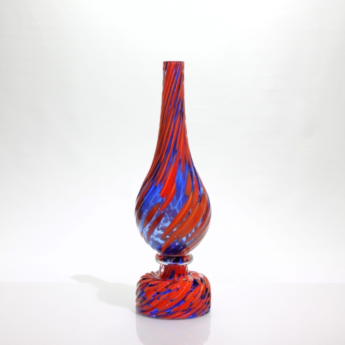archimede seguso murano glass vase blue red dots 1950