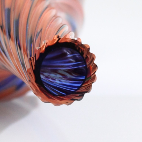 archimede seguso murano glass vase blue red dots 1950