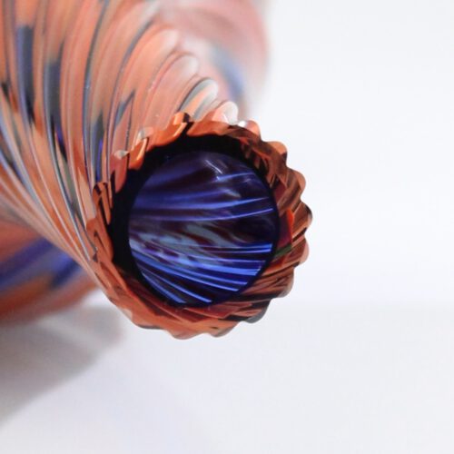 archimede seguso murano glass vase blue red dots 1950