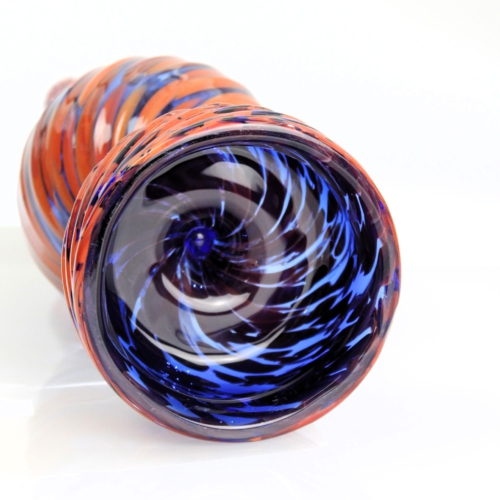 archimede seguso murano glass vase blue red dots 1950