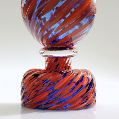 archimede seguso murano glass vase blue red dots 1950