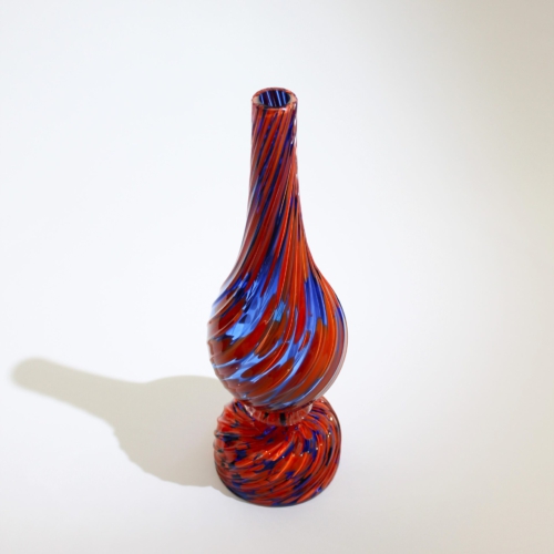 <em><b>Archimede Seguso</b><br>Vase<br />Italy 1950</em> archimede seguso murano glass vase blue red dots 1950