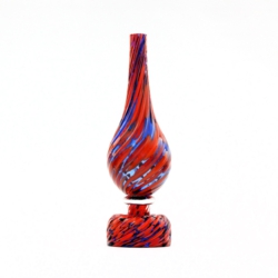 archimede seguso murano glass vase blue red dots 1950