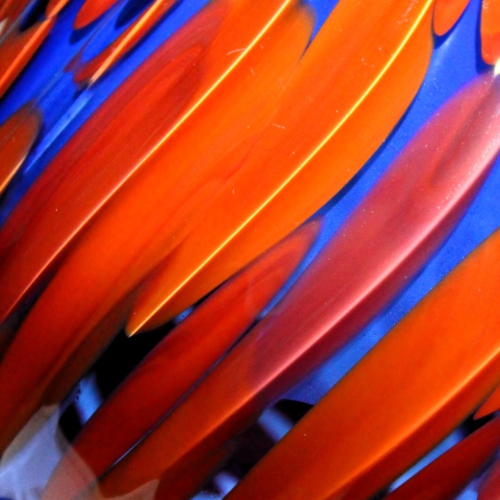 archimede seguso murano glass vase blue red dots 1960 (45)