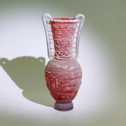ermanno nason amphora vase scavo red cenedese murano glass