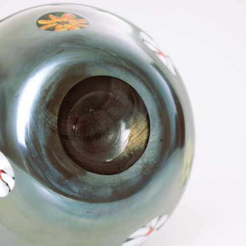 ermanno toso murano glass vase nerox flower murrine