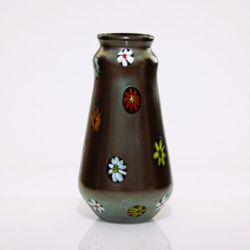 <em><b>Ermanno Toso</b><br />Nerox Vase<br />Italy 1980</em> ermanno toso murano glass vase nerox flower murrine