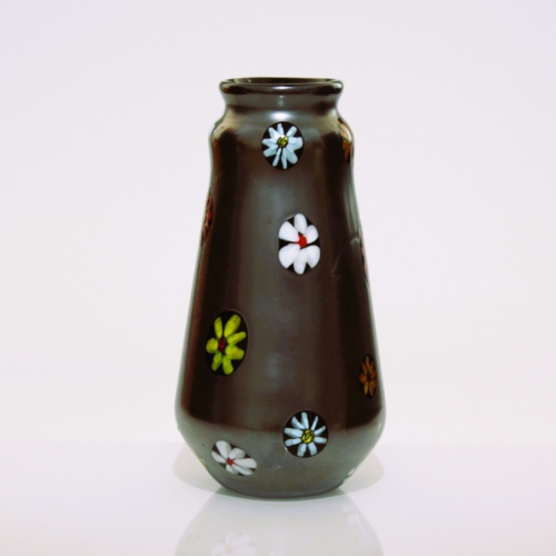 <em><b>Ermanno Toso</b><br />Nerox Vase<br />Italy 1980</em> ermanno toso murano glass vase nerox flower murrine