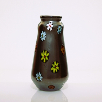 <em><b>Ermanno Toso</b><br />Nerox Vase<br />Italy 1980</em> ermanno toso murano glass vase nerox flower murrine