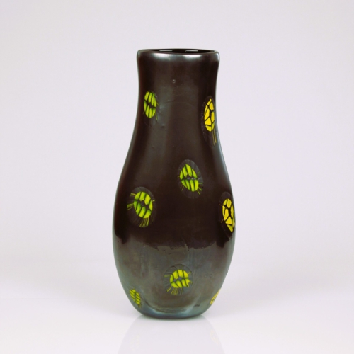 ermanno toso murano glass vase nerox yellow murrine