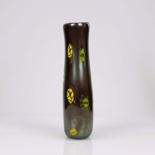 <em><b>Ermanno Toso</b><br />Nerox Vase<br />Italy 1960</em> ermanno toso murano glass vase nerox yellow murrine