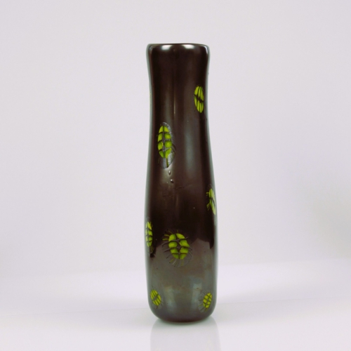 <em><b>Ermanno Toso</b><br />Nerox Vase<br />Italy 1960</em> ermanno toso murano glass vase nerox yellow murrine
