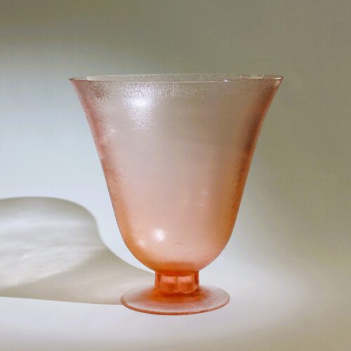 <em><b>FlavioPoli</b><br>Corroso Vase<br>Italy 1950<em/> flavio poli murano glass vase corroso old pink tall by seguso vetri d arte 1950