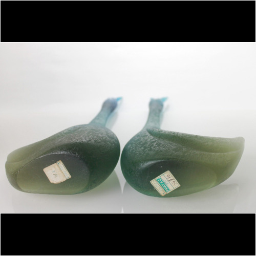 flavio poli seguso vetri d arte murano glass sculptures two blue swans corroso 1940