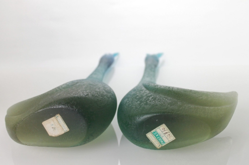 flavio poli seguso vetri d arte murano glass sculptures two blue swans corroso 1940