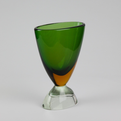 <em><b>Flavio Poli</b><br>Vase<br>Italy 1960</em> flavio poli seguso vetri d arte murano glass vase sommerso amber green