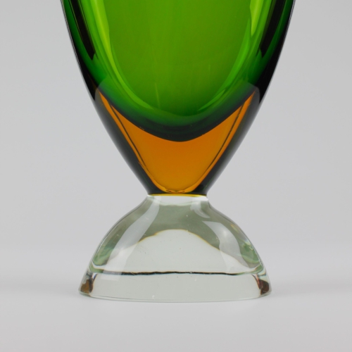 flavio poli seguso vetri d arte murano glass vase sommerso amber green