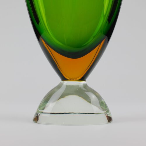 flavio poli seguso vetri d arte murano glass vase sommerso amber green