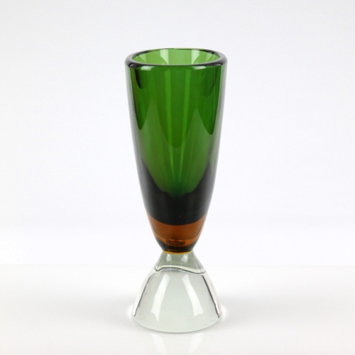 flavio poli seguso vetri d arte murano glass vase sommerso amber green
