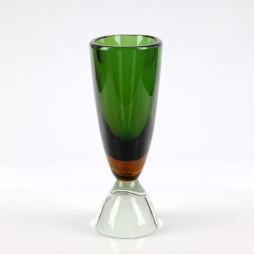 flavio poli seguso vetri d arte murano glass vase sommerso amber green