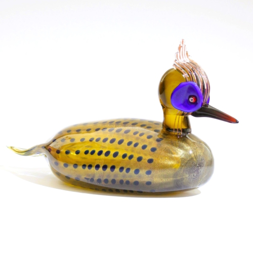<em><b>Romano Donà</b><br />Mandarin Duck<br />Italy 2002</em> romano dona for gino cenedese murano glass duck 2002