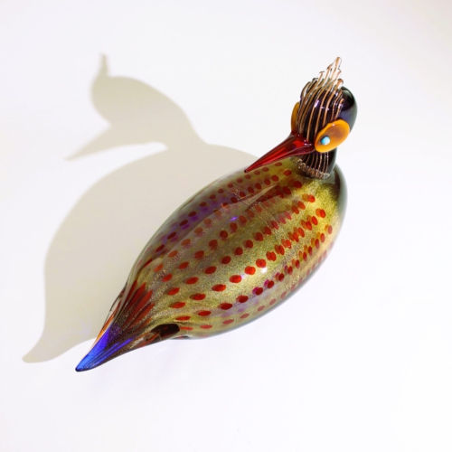 <em><b>Romano Donà</b><br />Mandarin Duck<br />Italy 2002</em> romano dona murano glass sculpture duck for gino cenedese 2002