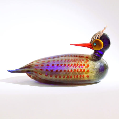 <em><b>Romano Donà</b><br />Mandarin Duck<br />Italy 2002</em> romano dona murano glass sculpture duck for gino cenedese 2002