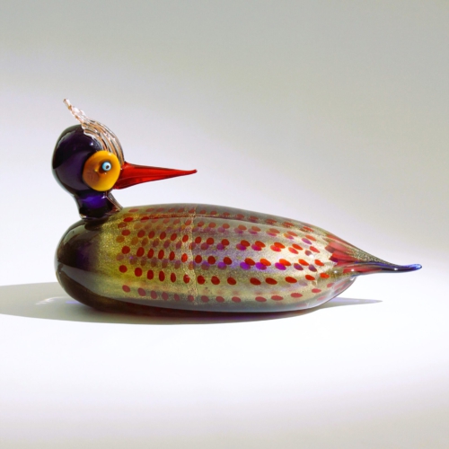 <em><b>Romano Donà</b><br />Mandarin Duck<br />Italy 2002</em> romano dona murano glass sculpture duck for gino cenedese 2002