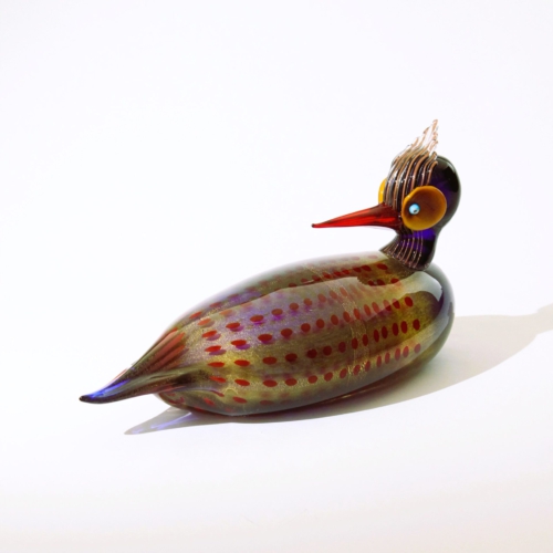 <em><b>Romano Donà</b><br />Mandarin Duck<br />Italy 2002</em> romano dona murano glass sculpture duck for gino cenedese 2002