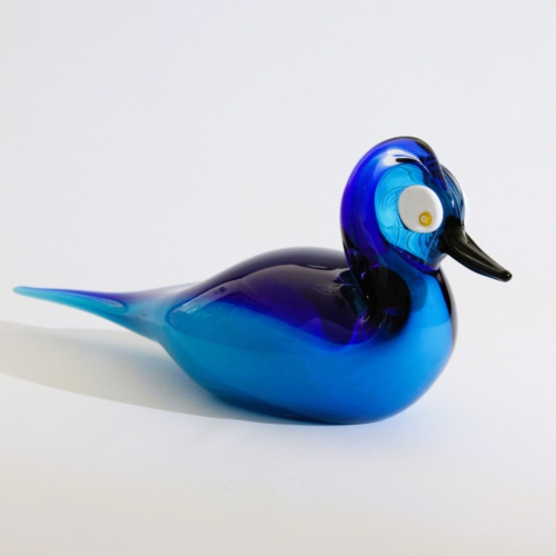 <em><b>Romano Donà</b><br />Duck<br />Italy 2002</em> romano dona murano glass turquoise duck sculpture for gino cenedese 2002