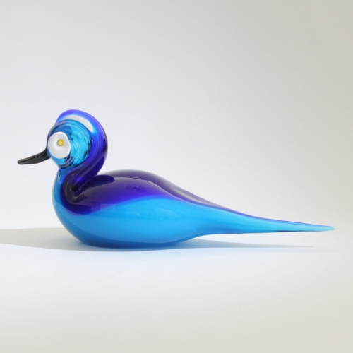 <em><b>Romano Donà</b><br />Duck<br />Italy 2002</em> romano dona murano glass turquoise duck sculpture for gino cenedese 2002