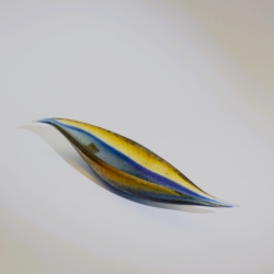 seguso vetri d arte murano glass leaf bowl corroso blue yellow pauly and c