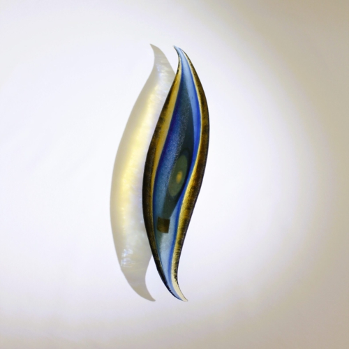 seguso vetri d arte murano glass leaf bowl corroso blue yellow pauly and c