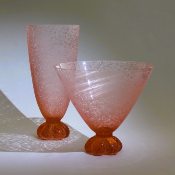 <em><b>Seguso Vetri d’Arte</b><br>two tall Corroso Vases<br>Italy 1970<em/> seguso vetri d arte two murano glass vase corroso pink tall 1970