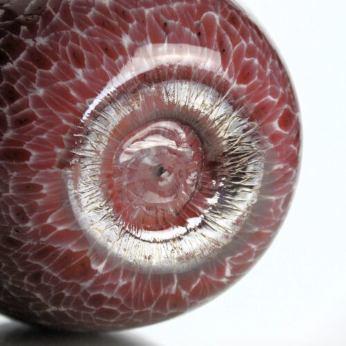 rmanno Toso (design), Vittorio Ferro (executed), murrine vase c. 1995. Hand blown glass vase in baluster form. Made of closely fused opaque-wine-red murrine with opaque-white border, very complex handwork. Inside layer of colorless glass. 1211122 vittorio ferro murano glass vase murrine ermanno toso