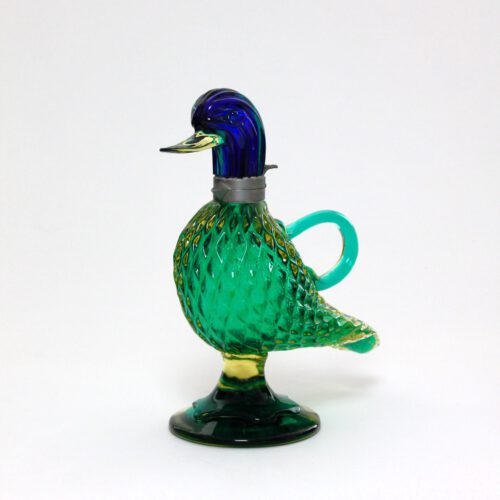 <em><b>Flavio Poli</b><br />Wine Decanter<br />Italy 1960</em> flavio poli murano glass jug duck shape for seguso vetri d'arte 1961
